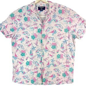 Chubbies Shirt Mens XL Pink Tropical‎ Flamingo Hawaiian Aloha Button Front